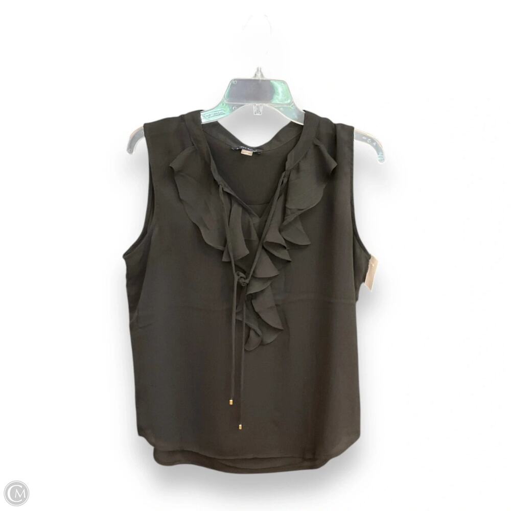 Tommy Hilfiger Black Ruffle Front Sleeveless Blouse Large